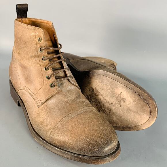 PAUL SMITH Size 9 Brown Antique Leather Cap Toe Lace-Up Boots main image 4